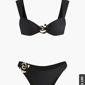 Commense Black Bikini Swimwear Set with Golden Spiral